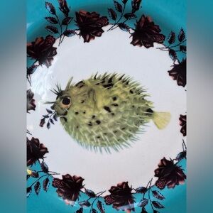 Anthropologie Lou Rota Nature Table Pufferfish Plate Discontinued Collectible